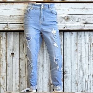 Celebrity Ace Light Blue  Distressed Jeans(Jr's 15, Women's 14)